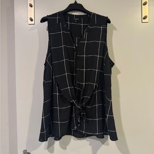 Torrid Black and White Checkered Sleeveless Blouse